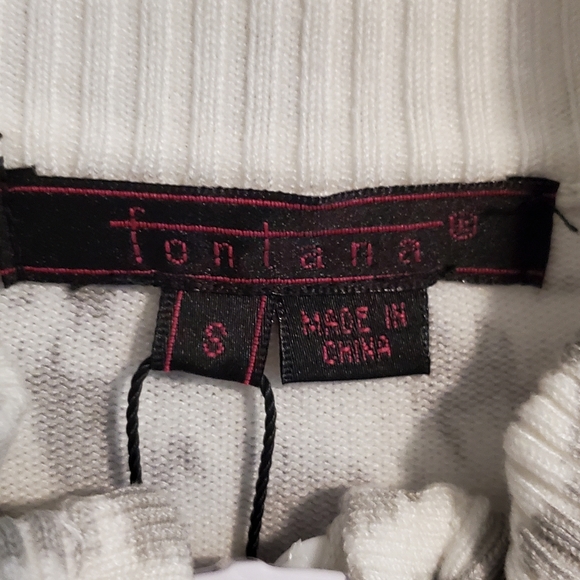 Grey and White Leopard Print Sequin Sweater - Picture 5 of 6